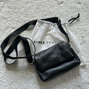 🔥Black Leather Aimee Kestenberg mini cross body purse